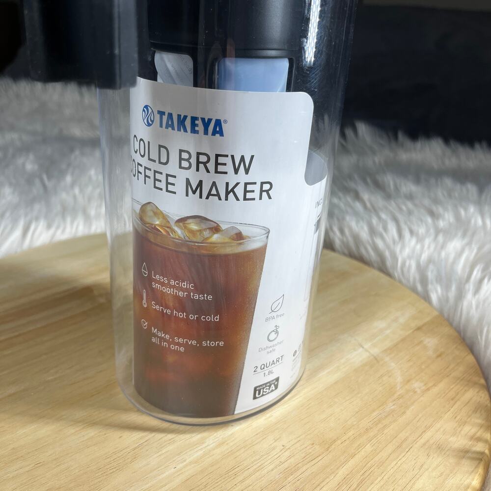 64 oz. Cold Brew Black Tritan Plastic Clear Coffee Maker New with Tag Excellent